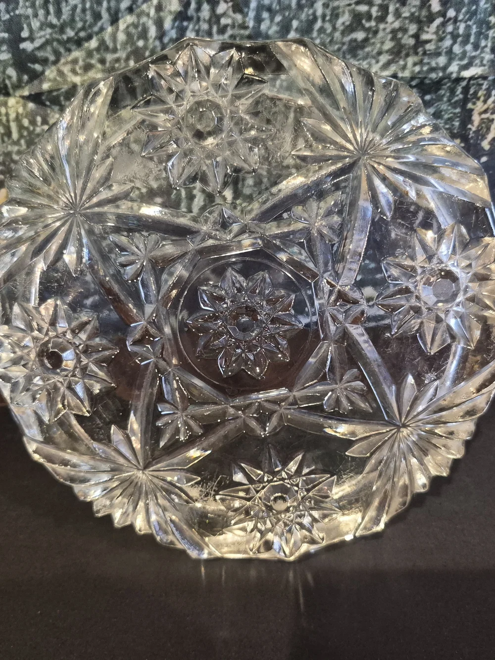 60's Anchor Hocking MCM Crystal Ashtray Vintage Cut Glass Star of David EAPC 8